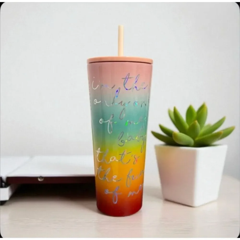 Starbucks Stainless Steel Rainbow Ombré Tumbler Venti 24 oz Iridescent Holograph